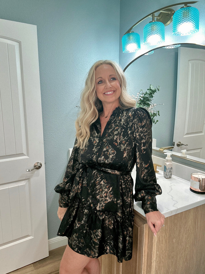 BLACK ANIMAL PRINT MINI DRESS