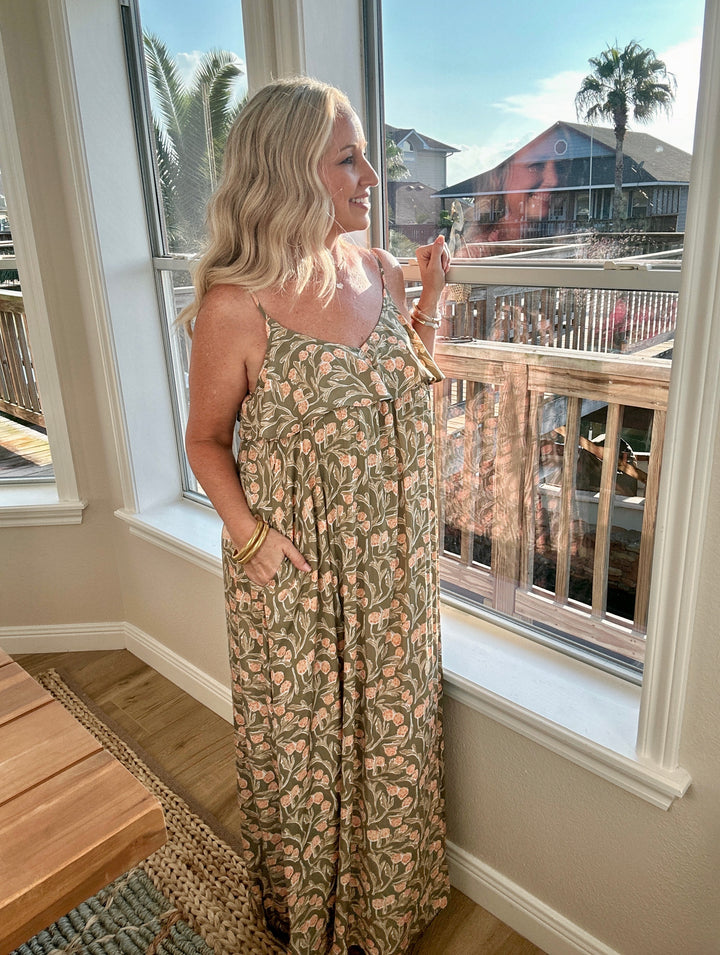 ARTICHOKE RUFFLE STRAP DRESS