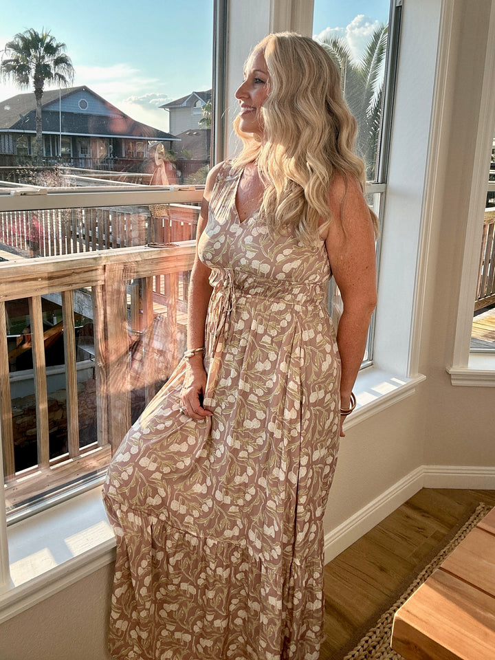 LAVENDER FOG RUCHED MAXI DRESS