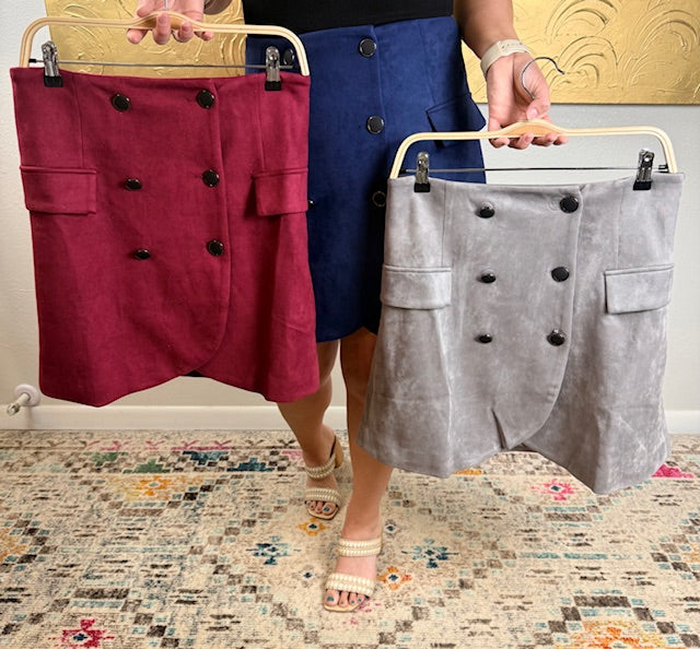 Faux Suede Wrap Mini Skirt