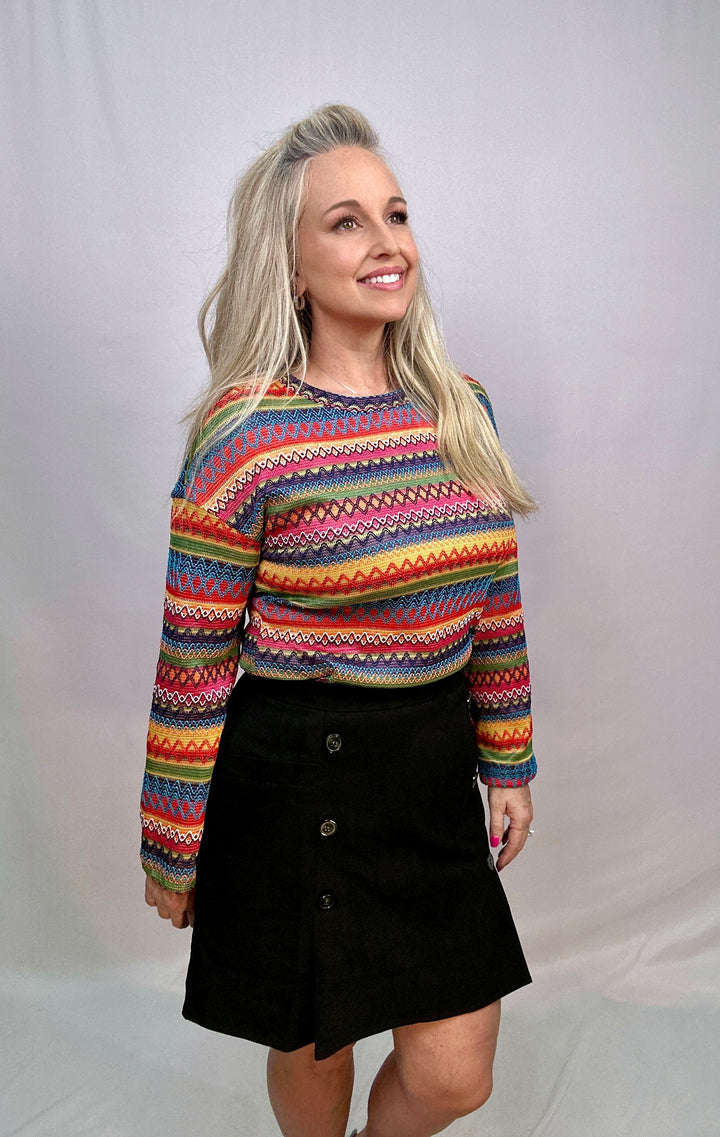 BLACK SUEDE FRONT BUTTON WRAP SKIRT