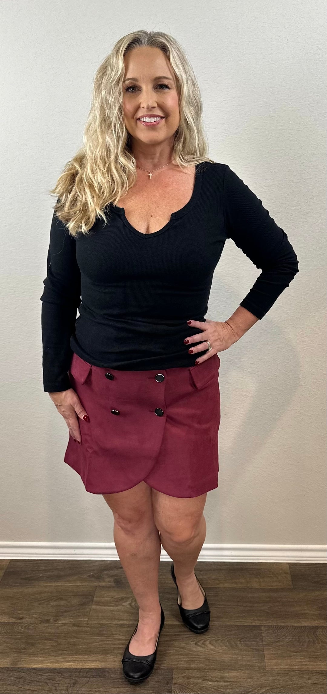 FAUX SUEDE WRAP MINI SKIRT