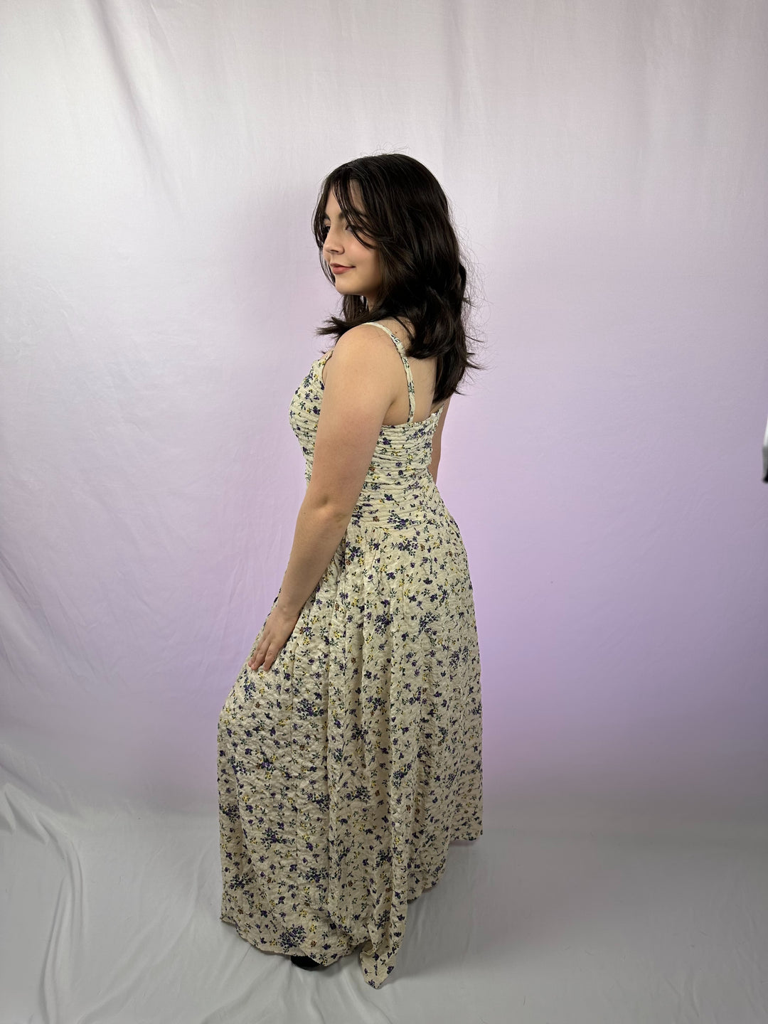 Lavender Meadow Ruched Maxi Dress