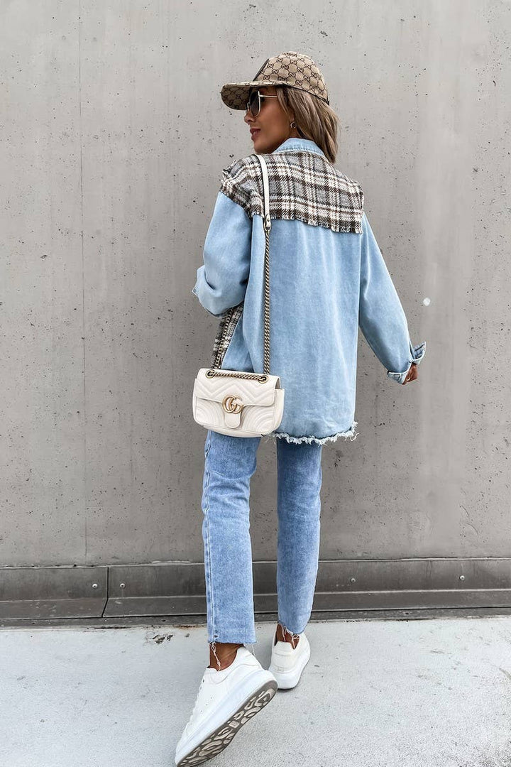 DENIM PATCHWORK PLAID JACKET